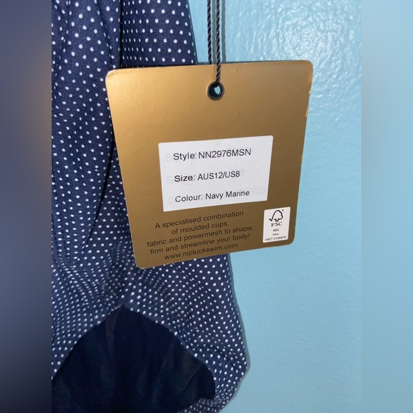 NWT navy polka dot one piece swimsuit - Picture 2 of 4